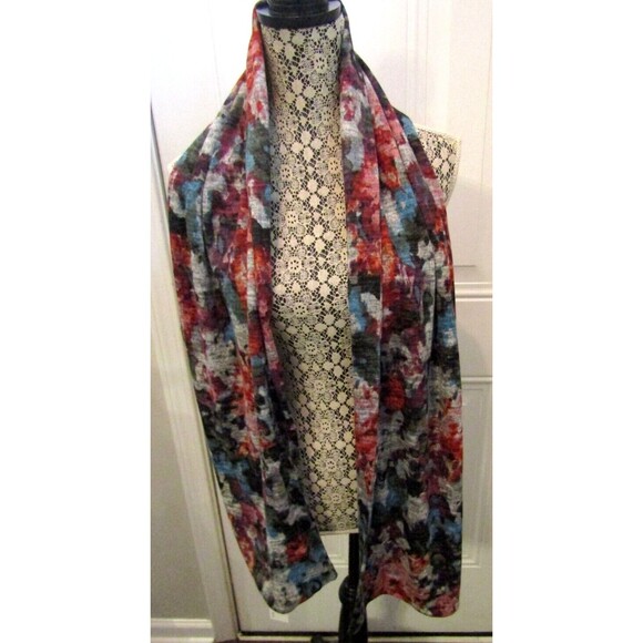 Pure Amici Scarf Floral Super Soft Long Blue Pink Red Gray NWT - Picture 4 of 6